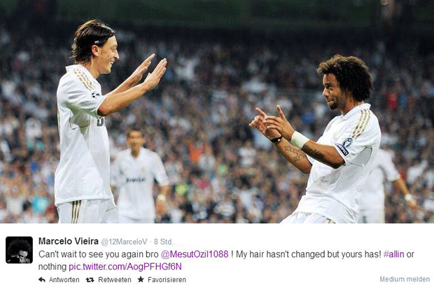 
                <strong>Marcelo heiß auf Duell</strong><br>
                Marcelo freut sich schon auf seinen alten Real-Teamkollegen Özil. 
              