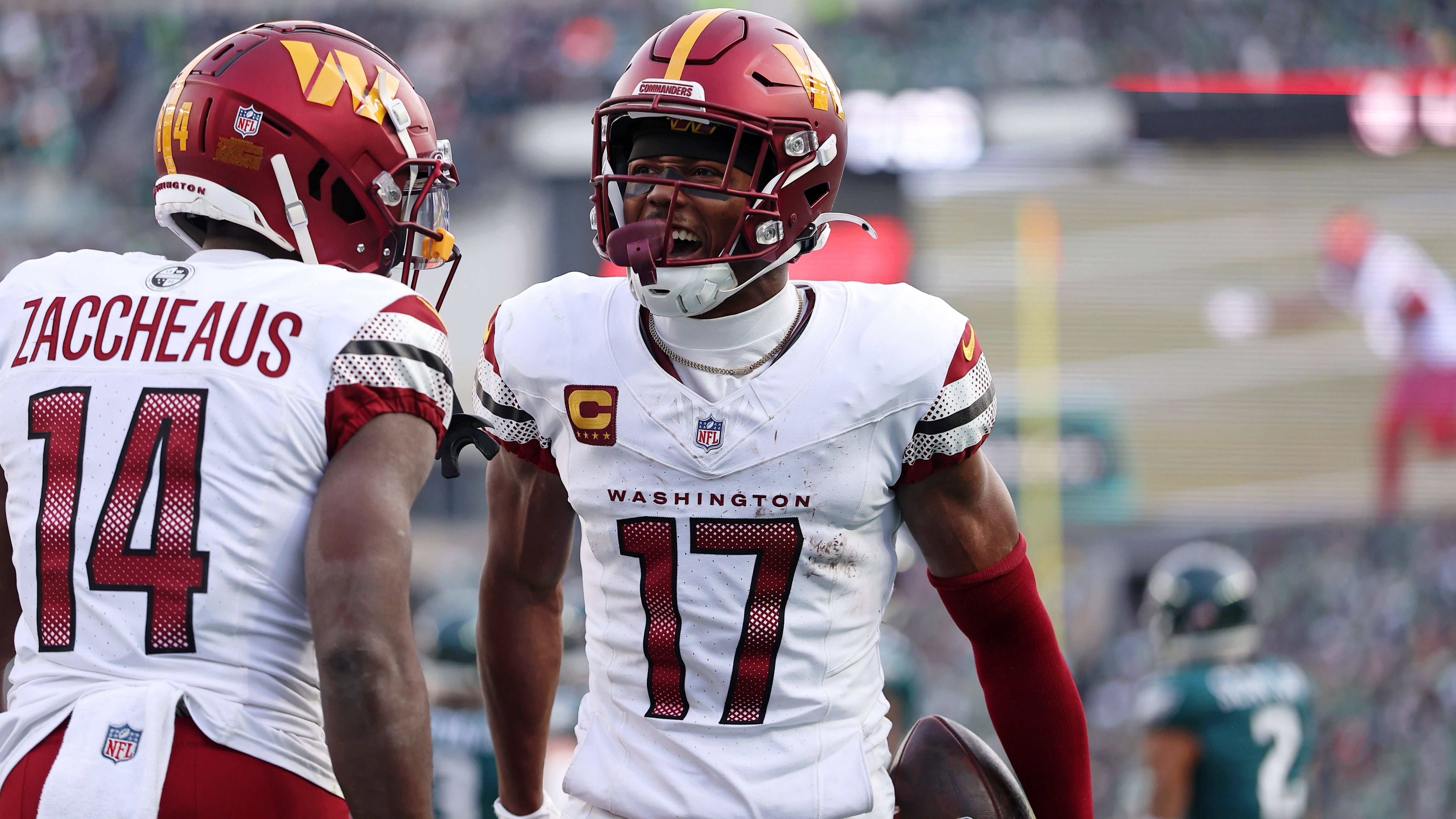 <strong>Terry McLaurin (Washington Commanders)</strong><br>Nicht zum ersten Mal greift Terry McLaurin zum Mittel des Minicamp-Holdouts. Schon 2022 schwänzte er das Camp aufgrund laufender Vertragsverhandlungen, später unterschrieb er seinen Deal. Auch dieses Jahr ist er mit dem Verlauf der Gespräche offenbar unzufrieden und mischt nicht mit. Bereits die freiwilligen OTAs zuvor verpasste McLaurin komplett.
