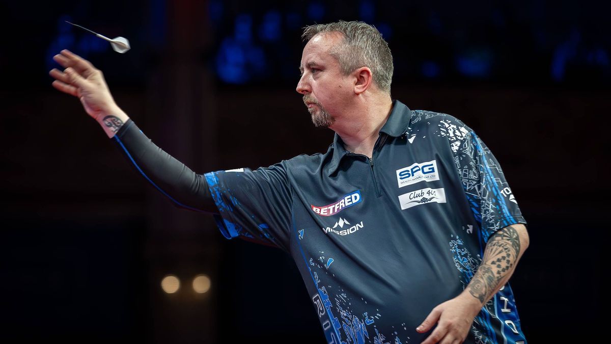 15 07 2024. 2024 World Matchplay Darts Ritchie Edhouse in his First Round match against Chris Dobey (not in picture) during the 2024 Betfred World Matchplay darts at Winter Gardens, Blackpool, Unit...