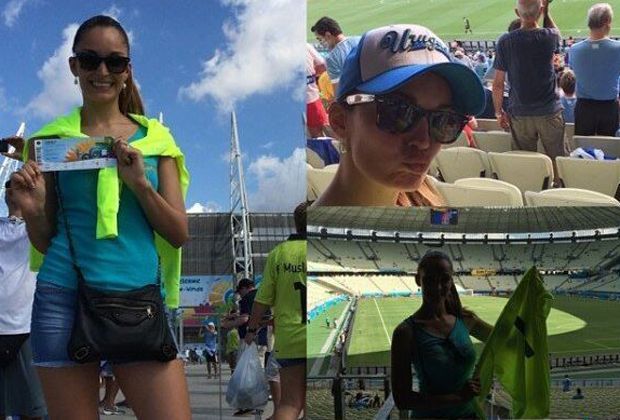 
                <strong>Patricia Callero </strong><br>
                Patricia Callero drückt ihrem Liebsten, dem uruguayischen Fußballtorhüter Nando Muslera, beim Spiel Uruguay gegen Costa Rica die Daumen. 
              