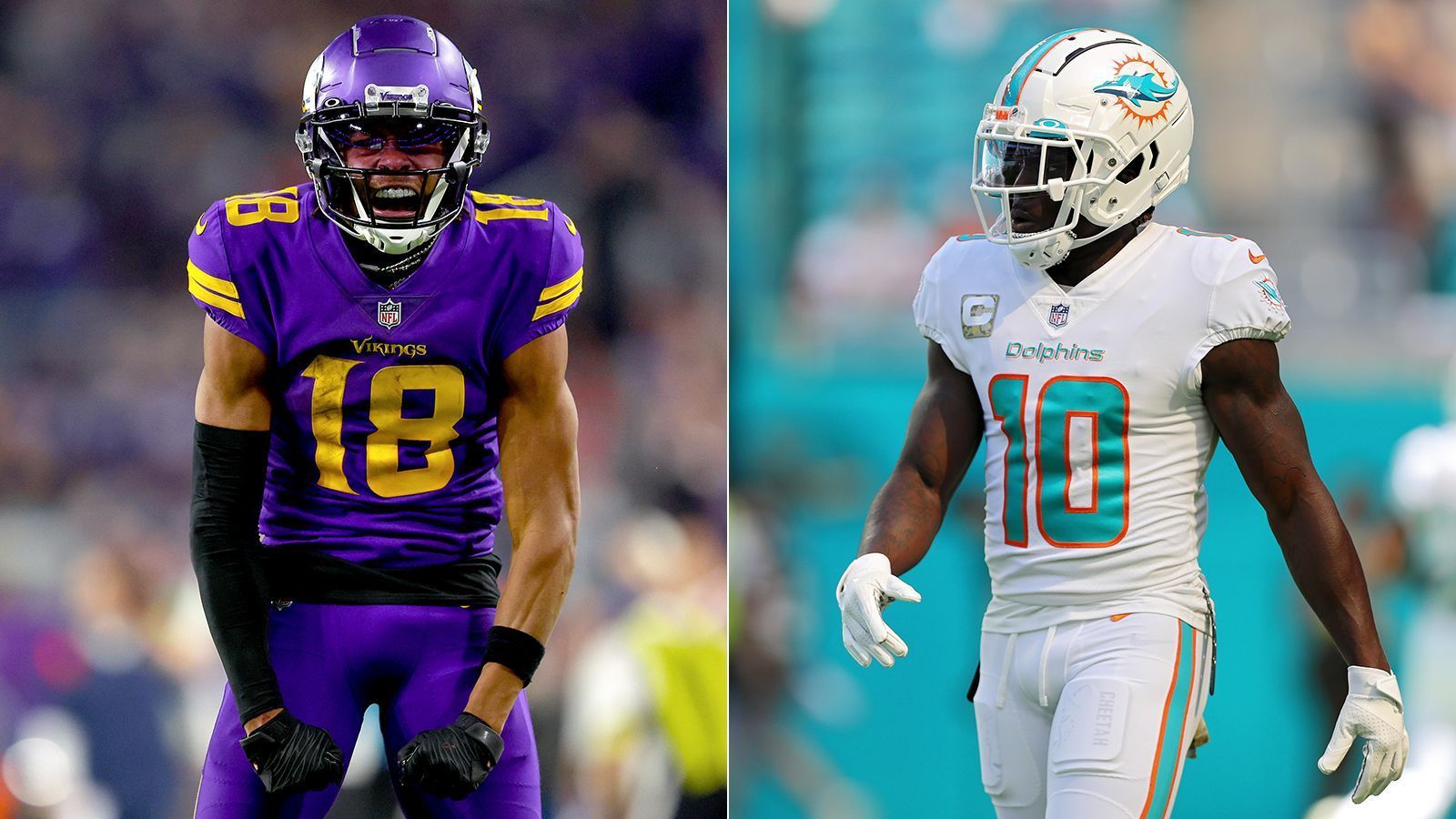 
                <strong>Wide Receiver mit den meisten Stimmen</strong><br>
                &#x2022; AFC: Tyreek Hill, Miami Dolphins<br>&#x2022; NFC: Justin Jefferson, Minnesota Vikings<br>
              