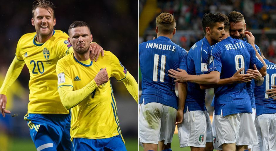 
                <strong>Schweden vs. Italien</strong><br>
                Das Kracherduell in der WM-Qualifikation! Schweden trifft auf Italien - und die "Squadra Azzurra" hat definitiv mehr zu verlieren. "Eine Weltmeisterschaft ohne Italien ist unvorstellbar", machte Teammanager Gabriele Oriali vor den Spielen klar. Das erhöht den Druck auf Italien enorm, während die Schweden um Leipzig-Star Emil Forsberg befreit spielen können. Die Italiener hoffen auf Stürmer Ciro Immobile, der 2017/18 bislang 18 Tore für Lazio Rom erzielte. ran.de tippt: Italien tut sich schwer, setzt sich durch den Heimvorteil im Rückspiel aber durch - Schweden vs. Italien 1:1, Italien vs. Schweden 2:0.
              