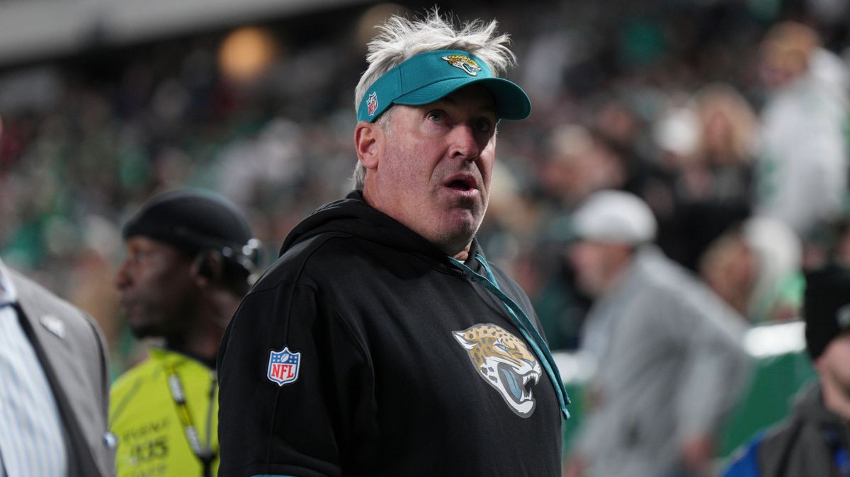 PHILADELPHIA, PA - NOVEMBER 03: Jacksonville Jaguars head coach Doug Pederson looks on during the game between the Philadelphia Eagles and the Jacksonville Jaguars on November 3, 2024 at Lincoln Fi...