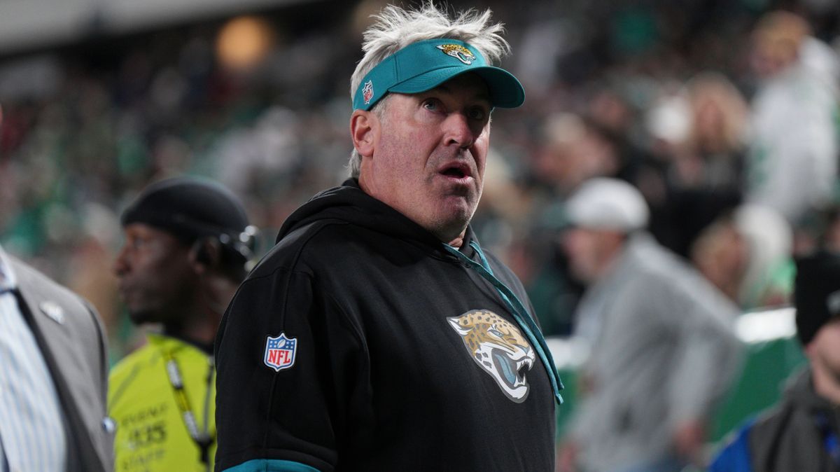 PHILADELPHIA, PA - NOVEMBER 03: Jacksonville Jaguars head coach Doug Pederson looks on during the game between the Philadelphia Eagles and the Jacksonville Jaguars on November 3, 2024 at Lincoln Fi...