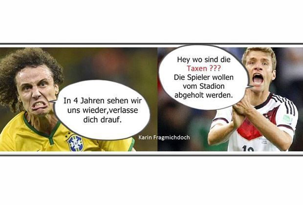 
                <strong>Brasilien-Sieg: So reagiert das Netz</strong><br>
                ... da werden David Luiz (l.) und Thomas Müller (r.) auch mal schnell Worte in den Mund gelegt.
              