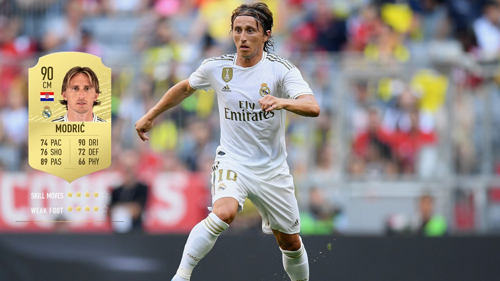 
                <strong>7. Luka Modric (Real Madrid) </strong><br>
                Gesamtstärke: 90Alter: 34Position: Zentrales Mittelfeld
              