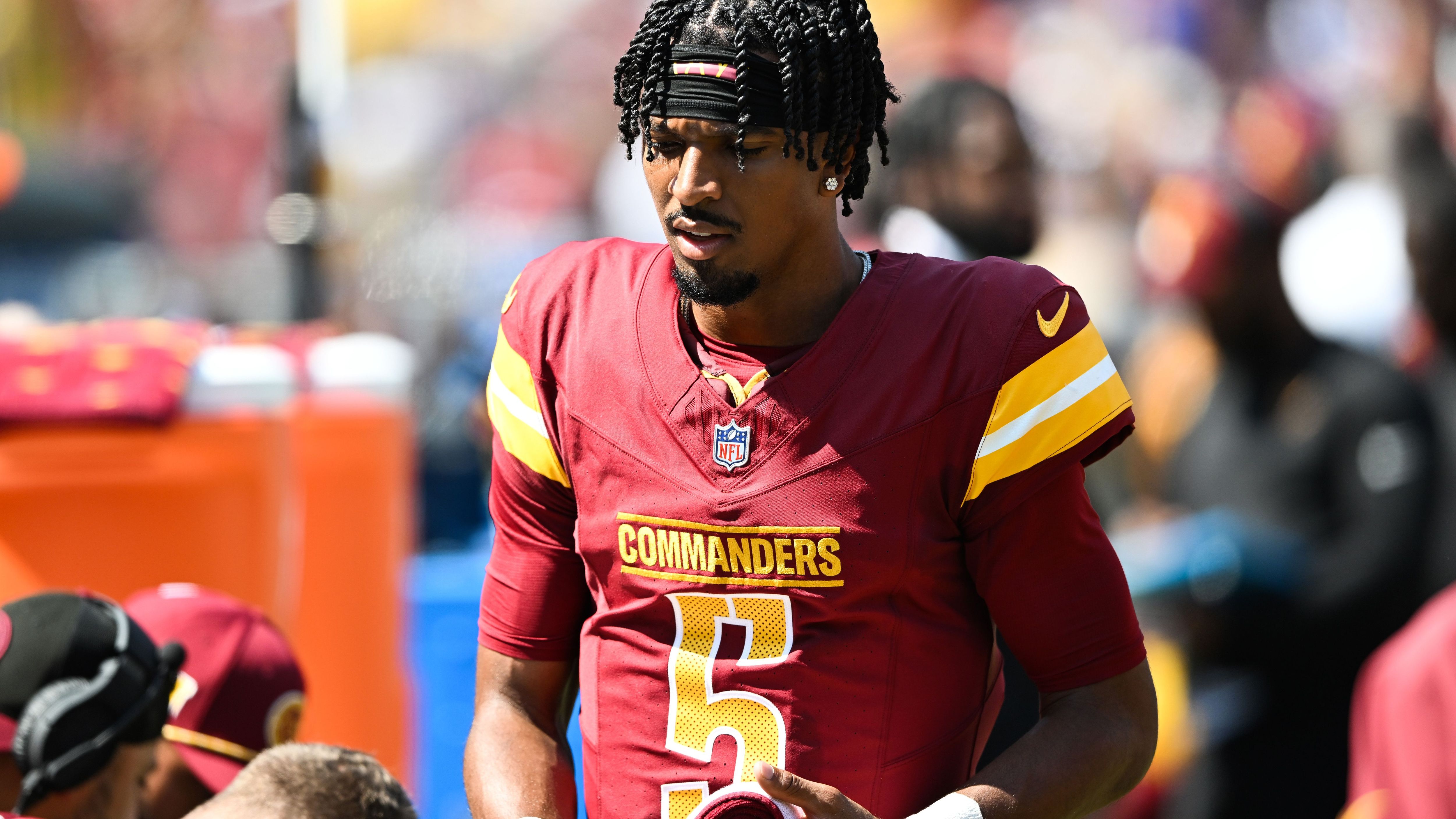 <strong>Jayden Daniels (Washington Commanders)</strong><br> Rookie Jayden Daniels hat in seiner jungen NFL-Karriere noch keine Interception geworfen. In zwei Partien warf er bislang <b>76</b>&nbsp;Mal den Ball. Abgefangen wurde er (noch) nicht.