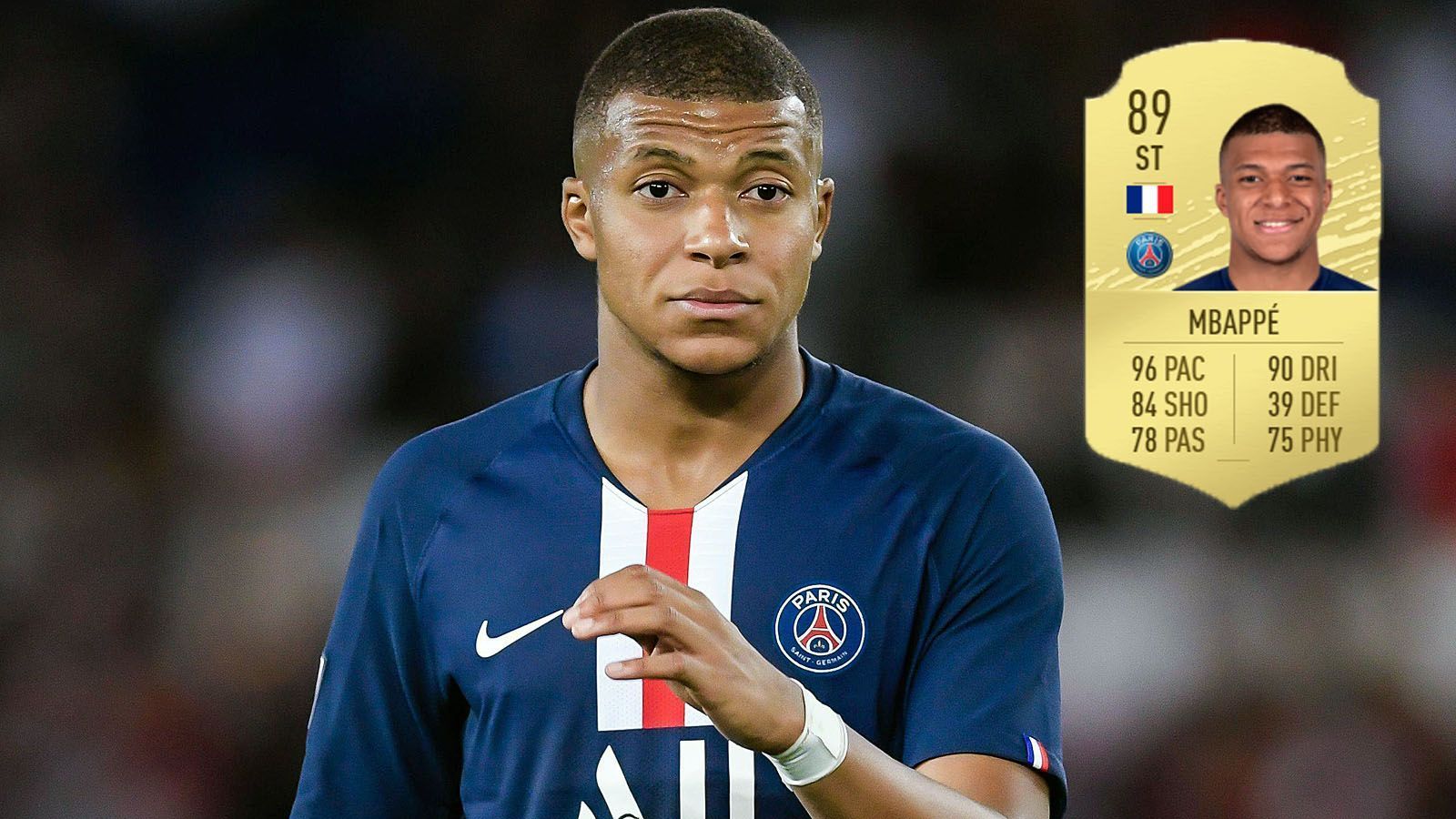 
                <strong>Angriff: Kylian Mbappe (+6/Paris St. Germain)</strong><br>
                Spielstärke: 89Potenzial: 95 (+6)
              