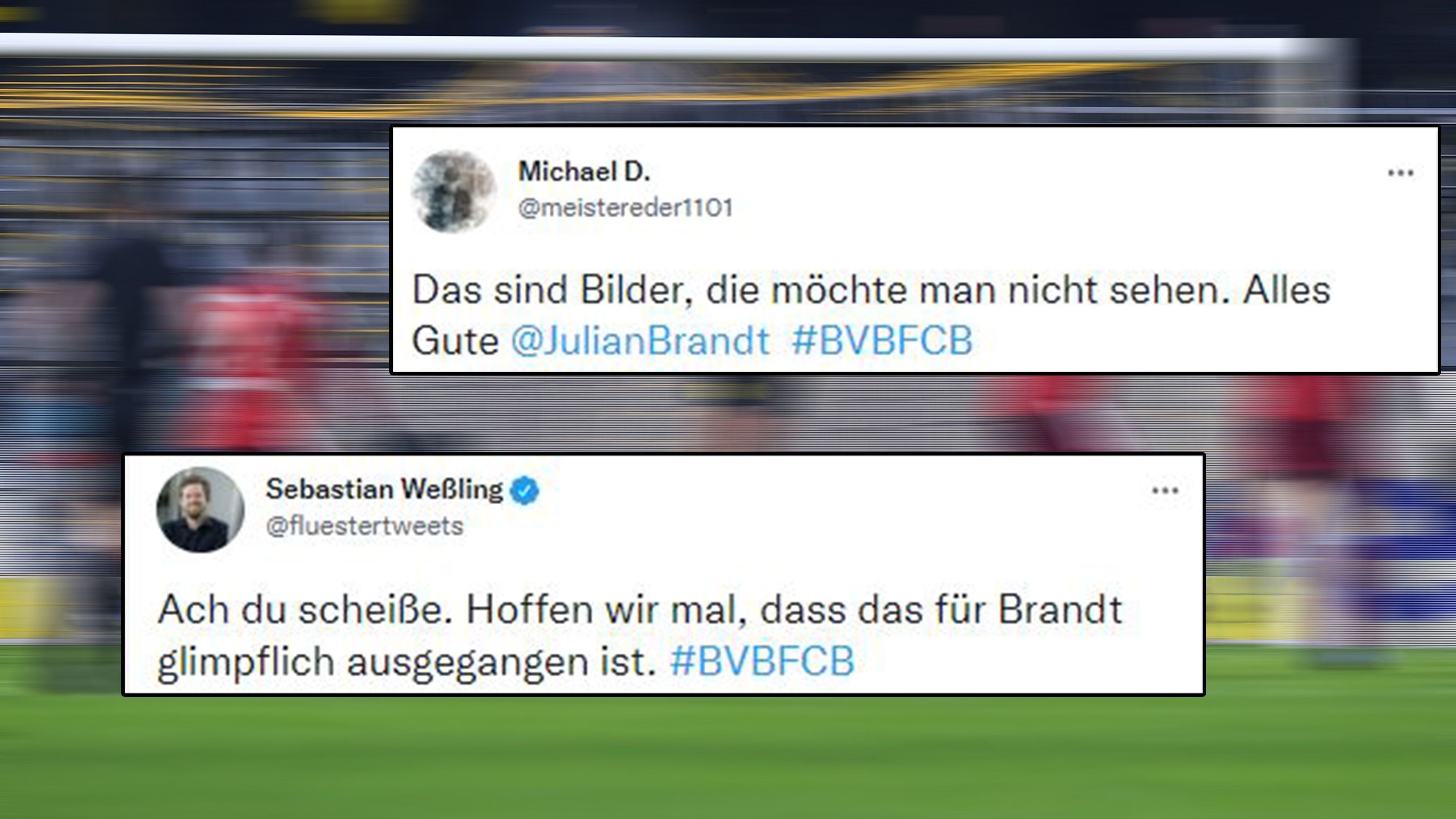 
                <strong>Ärzte im Dauereinsatz</strong><br>
                Dann wird es aber schnell unschön. Nach einem Zusammenprall muss Julian Brandt benommen raus. Auch Lucas Hernandez muss verletzt das Feld verlassen. Gute Besserung!
              