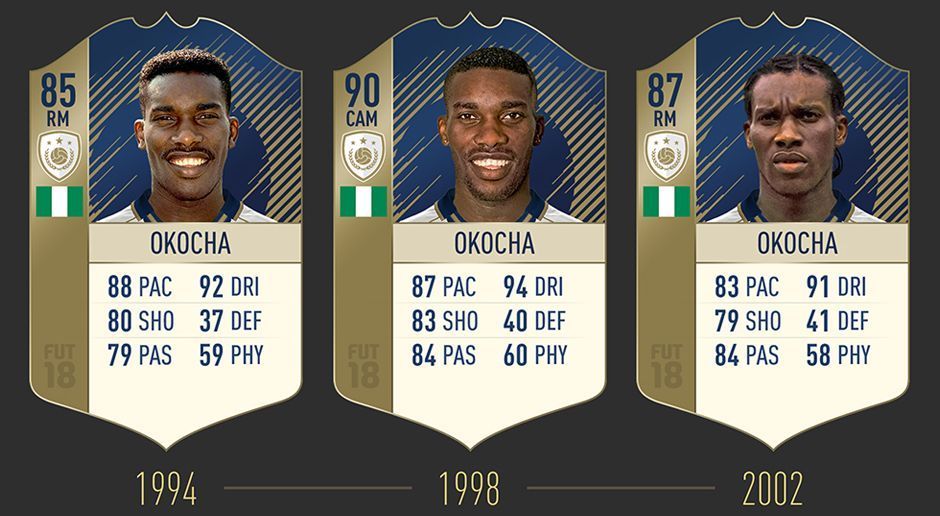 
                <strong>Jay-Jay Okocha</strong><br>
                Der Nigerianer ist als begnadeter Dribbler bekannt und kehrt in FIFA 18 erneut auf den virtuellen Platz zurück.
              