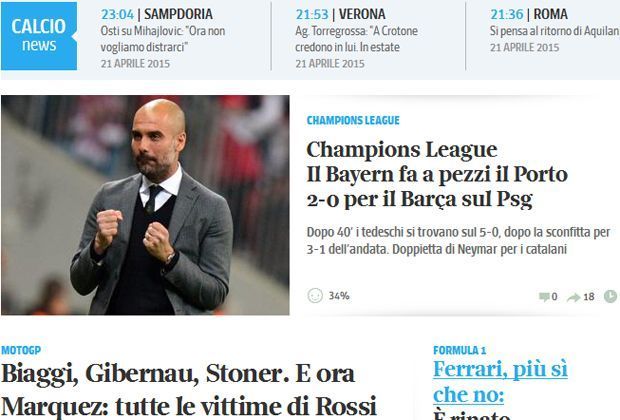 
                <strong>Corriere della Sera</strong><br>
                "Die Bayern zerstören Porto"
              