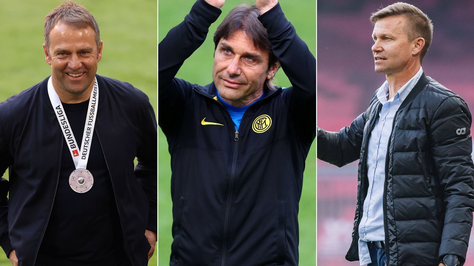 
                <strong>Meister und dann weg: Diese Trainer hören nach dem Titelgewinn auf</strong><br>
                Nun also auch noch Antonio Conte (Mi.). Inters Meistertrainer hört unmittelbar nach dem Titelgewinn bei den Mailändern auf. ran.de zeigt weitere Coaches, die sich nach dem Titel in der Saison 2020/21 bei ihren Meister-Klubs verabschiedeten. (Stand: 26. Mai 2021)
              