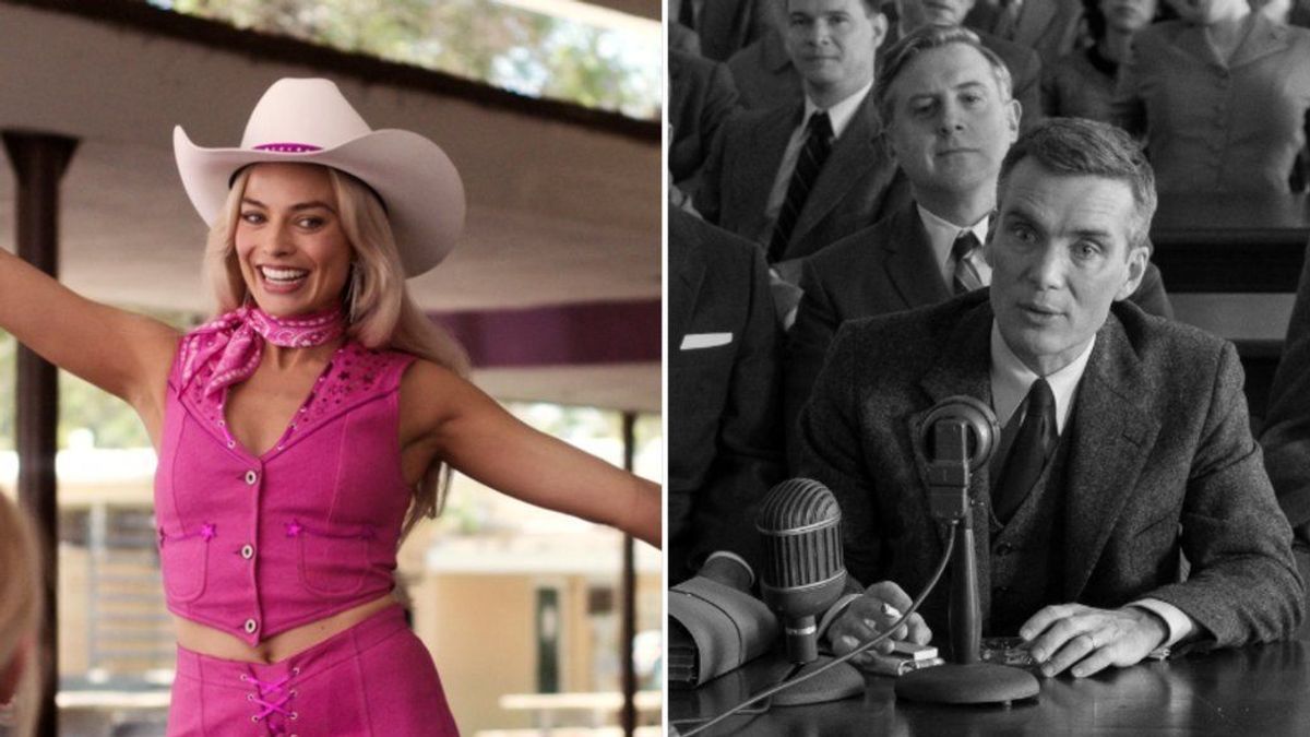 "Barbie" (l.) gegen "Oppenheimer": Das Filmduell des Jahres geht bei den Golden Globes weiter.