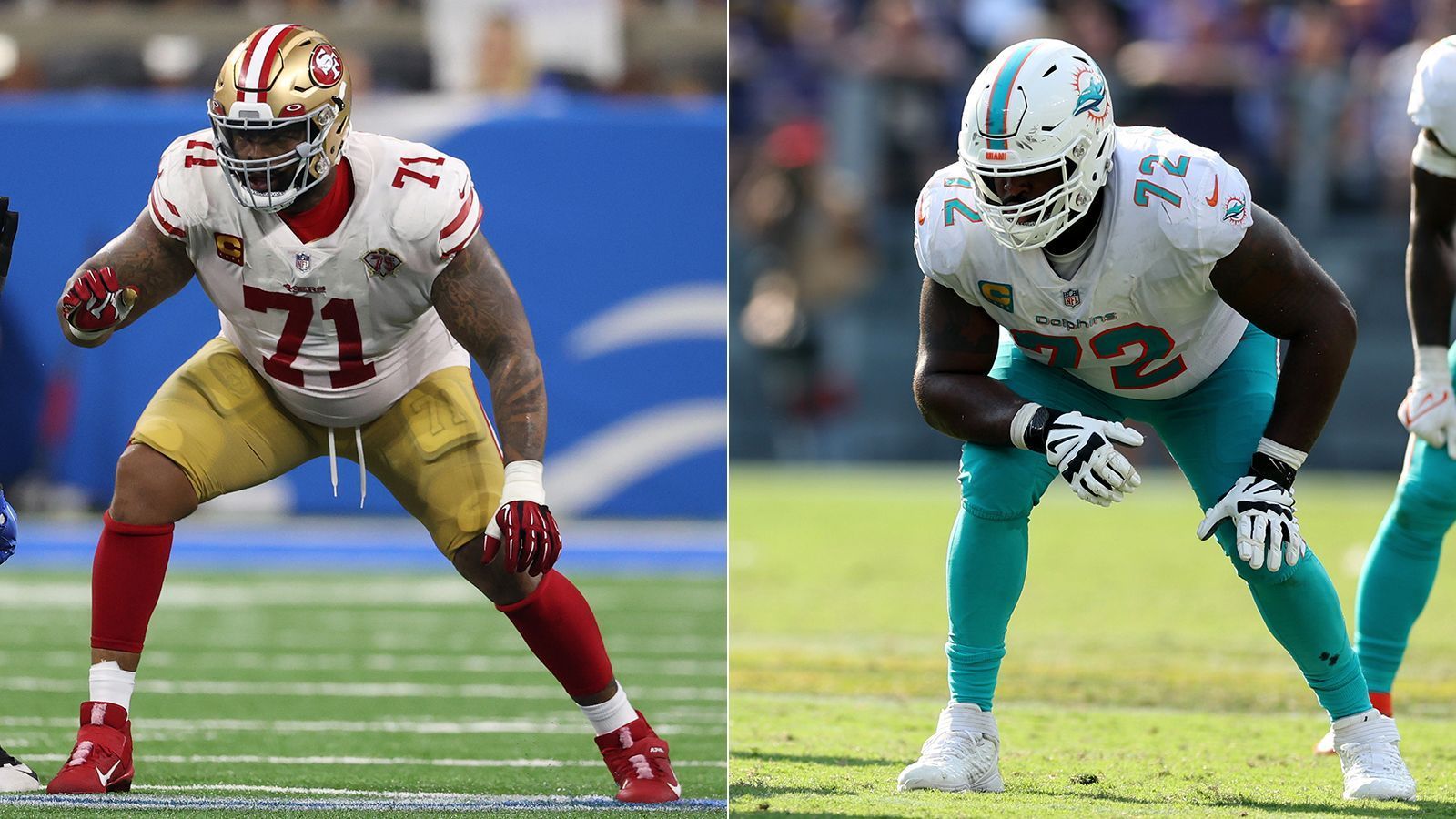 
                <strong>Offensive Tackles mit den meisten Stimmen</strong><br>
                &#x2022; AFC: Terron Armstead, Miami Dolphins<br>&#x2022; NFC: Trent Williams, San Francisco 49ers<br>
              