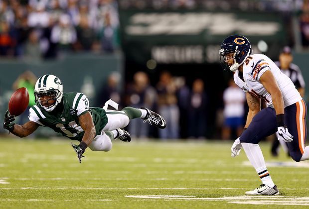 
                <strong>New York Jets - Chicago Bears 19:27</strong><br>
                Die Jets versuchen dagegen zu halten. Aber so sehr sich Jeremy Kerley auch streckt, es reicht nicht.
              