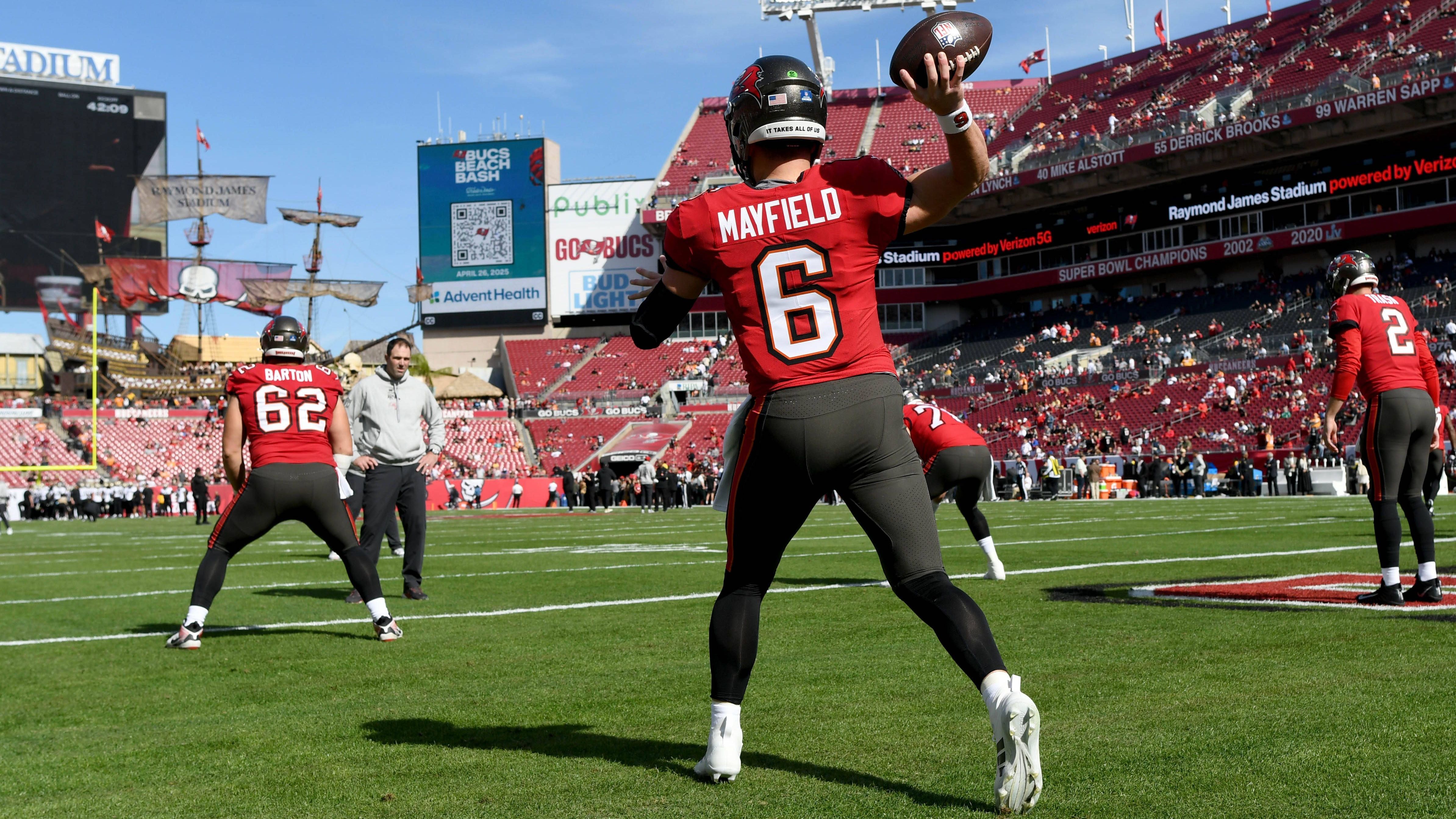 <strong>Tampa Bay Buccaneers: Baker Mayfield</strong><br>Position: Quarterback<br>Gehalt 2025: 33,33 Millionen US-Dollar<br>Vertragsende: 2026