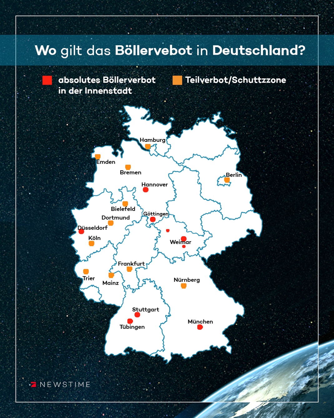 Übersicht des Böllerverbotes in Deutschland