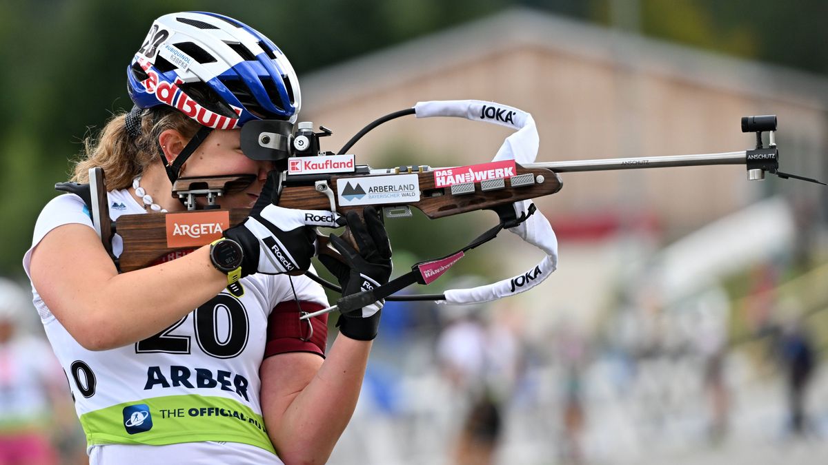 06.09.2025, Arber Hohenzollern Skistadion, Deutschland (GER): Selina Grotian (GER), Biathlon, Deutsche Meisterschaft, Sprint *** 06 09 2025, Arber Hohenzollern Skistadion, Germany (GER): Sprint, Bi...