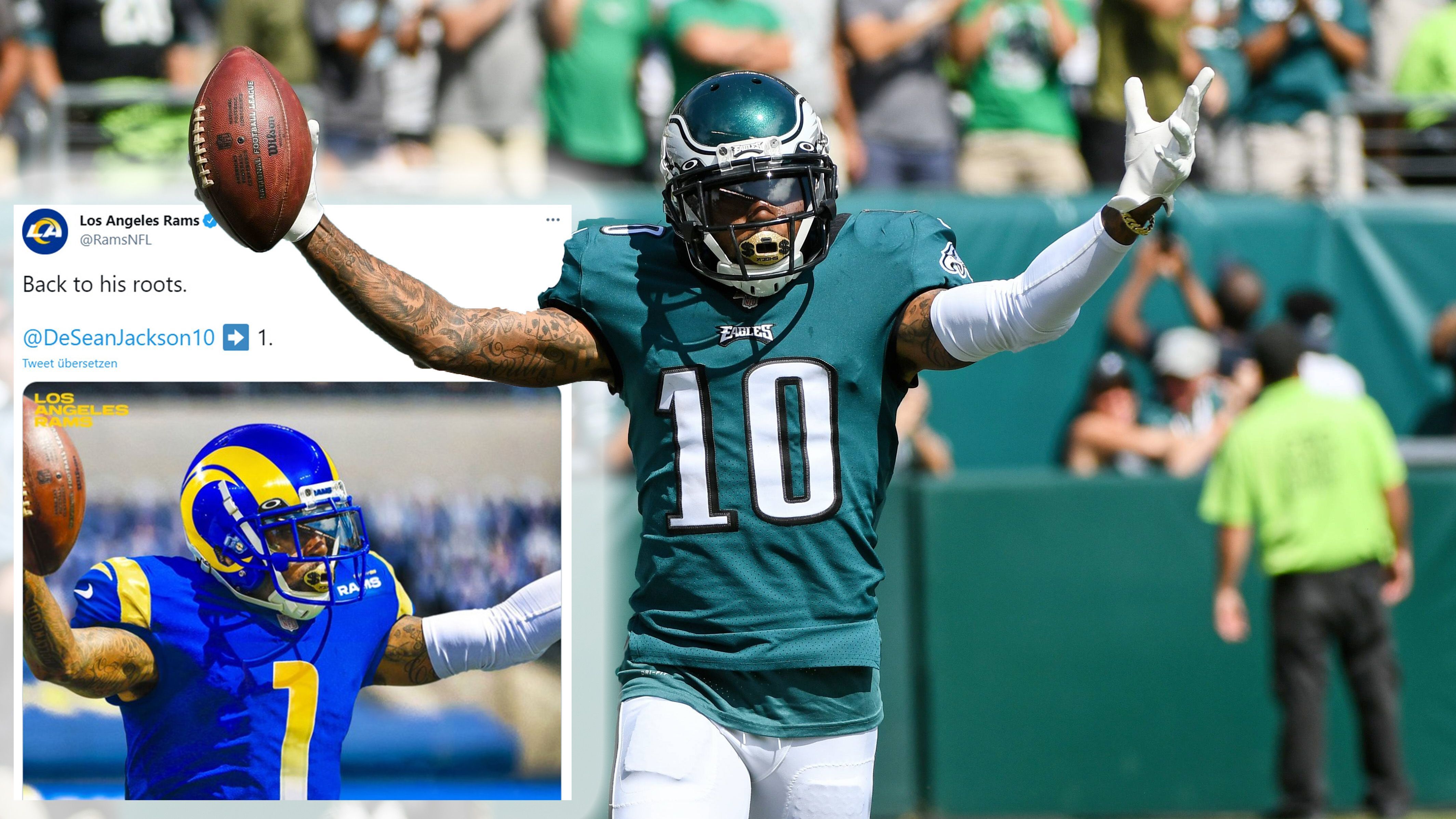 
                <strong>DeSean Jackson (Los Angeles Rams - Wide Receiver)</strong><br>
                &#x2022; Alte Trikotnummer: 10 (Philadelphia Eagles), 11 (Washington Redskins und Tampa Bay Buccaneers) - <br>&#x2022; Neue Trikotnummer: 1 (alte Nummer aus dem College)<br>
              