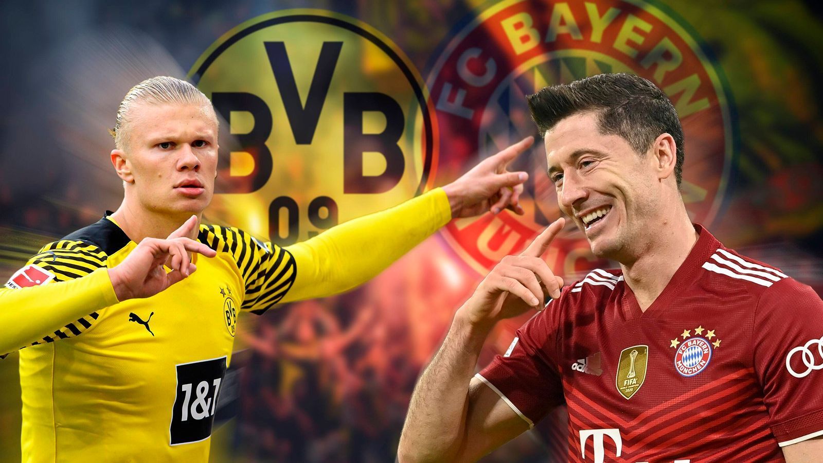 
                <strong>Haaland oder Lewandowski: Wer ist der komplettere Stürmer?</strong><br>
                Vor dem deutschen Clasico zwischen Borussia Dortmund und dem FC Bayern München (Sa., 4. Dezember ab 18:30 Uhr im Liveticker) vergleicht ran die beiden Stürmerstars Erling Haaland und Robert Lewandowski. 
              