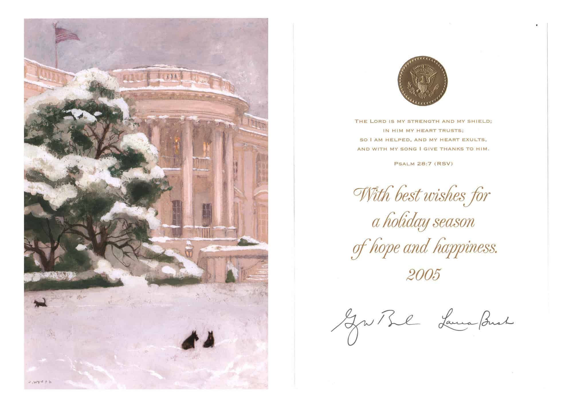 Weihnachtskarte von Laura und George W. Bush 2005