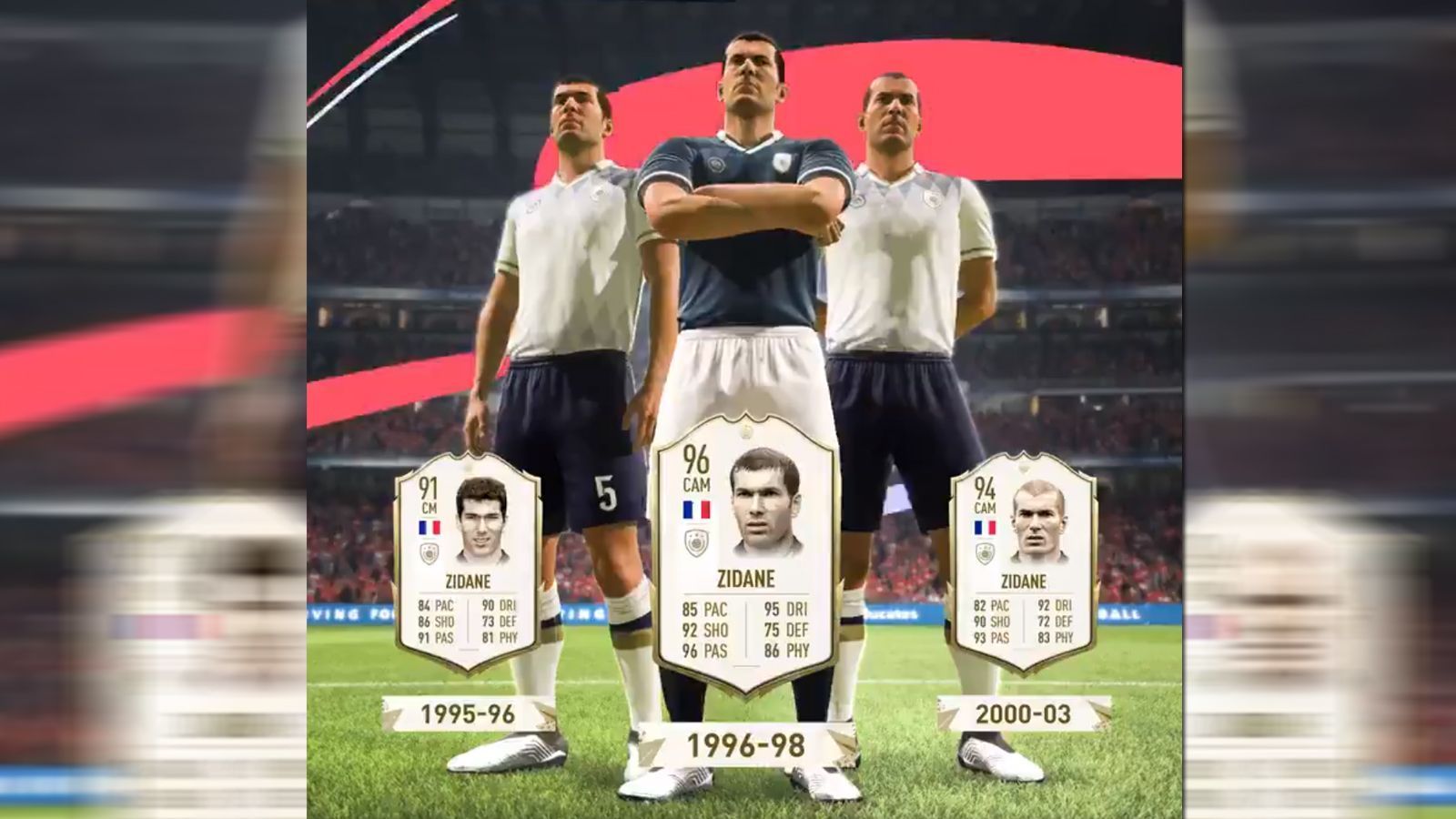 
                <strong>FIFA 20 Icons: Zinedine Zidane</strong><br>
                Zidane ist außerdem der einzige Spieler, dessen Werte auf den drei verschiedenen Karten bereits bekannt sind. Die Werte bauen auf den, laut EA, vermeintlich erfolgreichsten Epochen des Real-Trainers auf. Seine 91er-Karte basiert auf den Jahren 1995/1996, seine 94er-Karte auf den Jahren zwischen 2000 und 2003 und seine 96er-Karte auf seinen erfolgreichen Nationalmannschafts-Zeiten von 1996 bis 1998. 
              