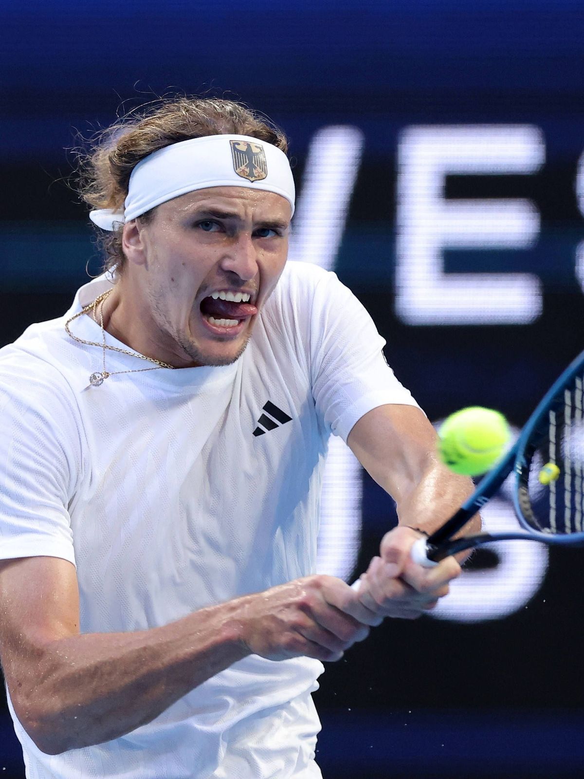 TENNIS UNITED CUP PERTH, Alexander Zverev of Germany in action against Zhizhen Zhang of China during their group stage match of the 2025 United Cup at RAC Arena in Perth, Monday, December 30, 2024....