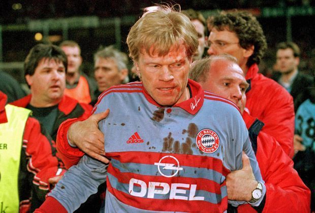 
                <strong>Oliver Kahn (FC Bayern München)</strong><br>
                Im Bundesliga-Spiel gegen den SC Freiburg wird Bayern-Keeper Oliver Kahn von einem Golfball an der Schläfe getroffen und ist daraufhin kaum zu beruhigen.
              