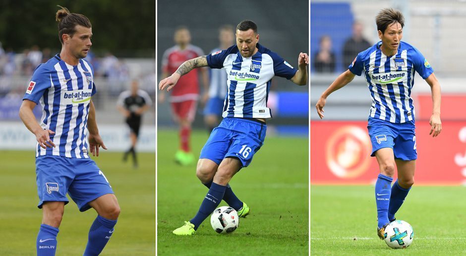 
                <strong>Hertha BSC Berlin</strong><br>
                Hertha-Trainer Pal Dardai gilt als knallharter, aber ehrlicher Trainer. Wenn er für Spieler in seinem Team keine Zukunft sieht, kommuniziert er das meist offen und direkt. Wie die "Bild" berichtet, könnte er noch drei Spieler zum Gespräch bitten. Valentin Stocker, Julian Schieber und Genki Haraguchi (v.l.n.r.) müssen sich wohl einen neuen Verein suchen. Stocker könnte sich eine Rückkehr zum FC Basel vorstellen und Haraguchi stand bereits kurz vor einem Wechsel zu Brighton & Hove Albion. Schieber möchte trotz des Transfers von Davie Selke wohl um seinen Platz im Team kämpfen.
              