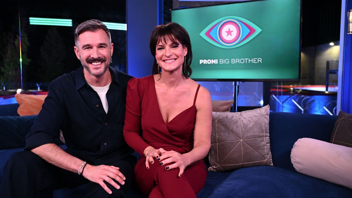 Jochen Schropp und Marlene Lufen in der ersten Live-Show von "Promi Big Brother" 2023.