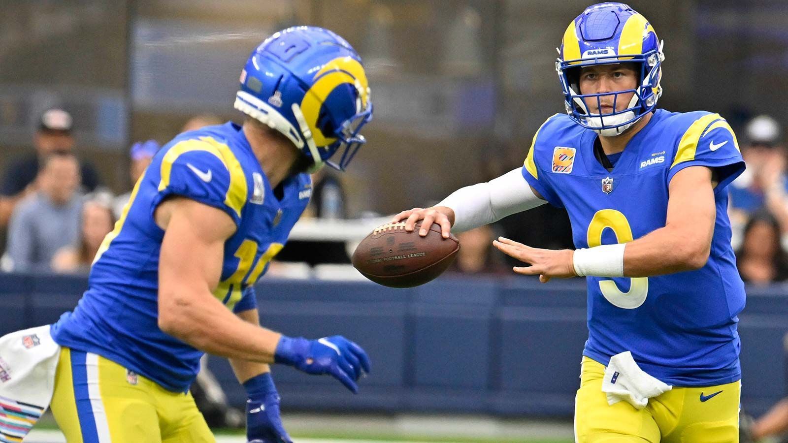 <strong>Los Angeles Rams</strong><br>
                • Jahre seit dem jüngsten Playoff-Sieg: 2<br>• Datum des jüngsten Playoff-Siegs: 13. Februar 2022<br>• Runde: Super Bowl<br>• Gegner: Cincinnati Bengals (23:20)