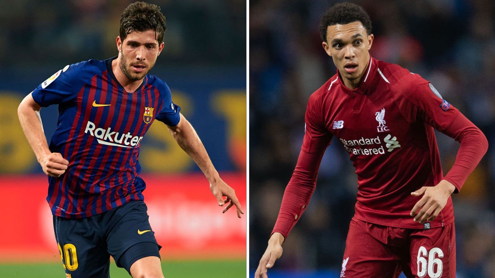 
                <strong>Rechter Außenverteidiger: Sergi Roberto vs. Trent Alexander-Arnold</strong><br>
                Auf der rechten Abwehrseite tummeln sich zwei Eigengewächse. Sowohl Sergi Roberto (l.) als auch Trent Alexander-Arnold treiben das Spiel unermüdlich an und haben ihre Stärken in der Nähe des gegnerischen Strafraums. So überzeugen sie auch als Vorlagengeber. Der Engländer steht noch am Anfang einer vielversprechenden Karriere, der Spanier kann dagegen schon auf diverse Titelgewinne verweisen. Die Erfahrung gibt letztlich den Ausschlag. Zwischenstand: Barca erhöht auf 2:0
              