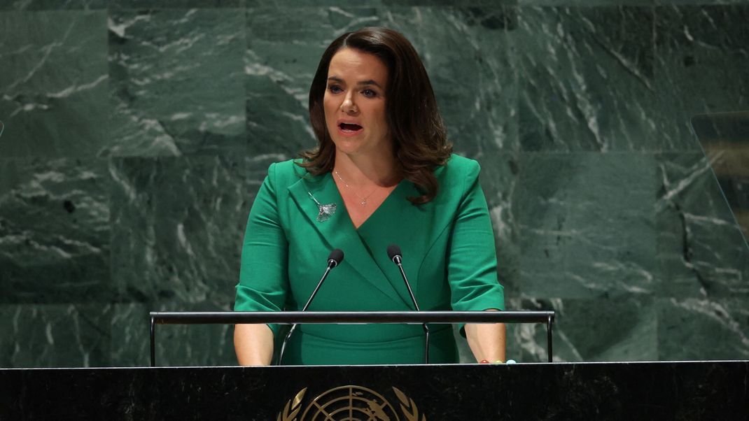Sie war die erste von nur drei Frauen, die am ersten Tag der Generaldebatte sprachen: die ungarische Präsidentin Katalin Novak.