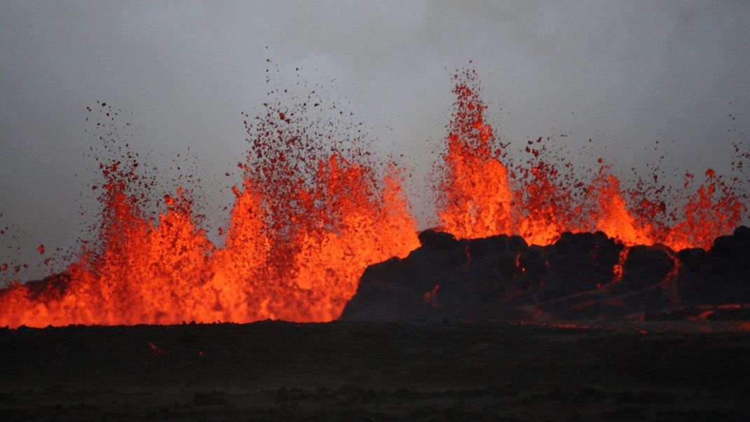 Die Lavaströme auf dem Boden nach dem Ausbruch des Vulkans Bardabunga am 31. August 2014. Wissenschaftler schätzen, dass der Spalt mindestens 1,5 Kilometer lang ist.
