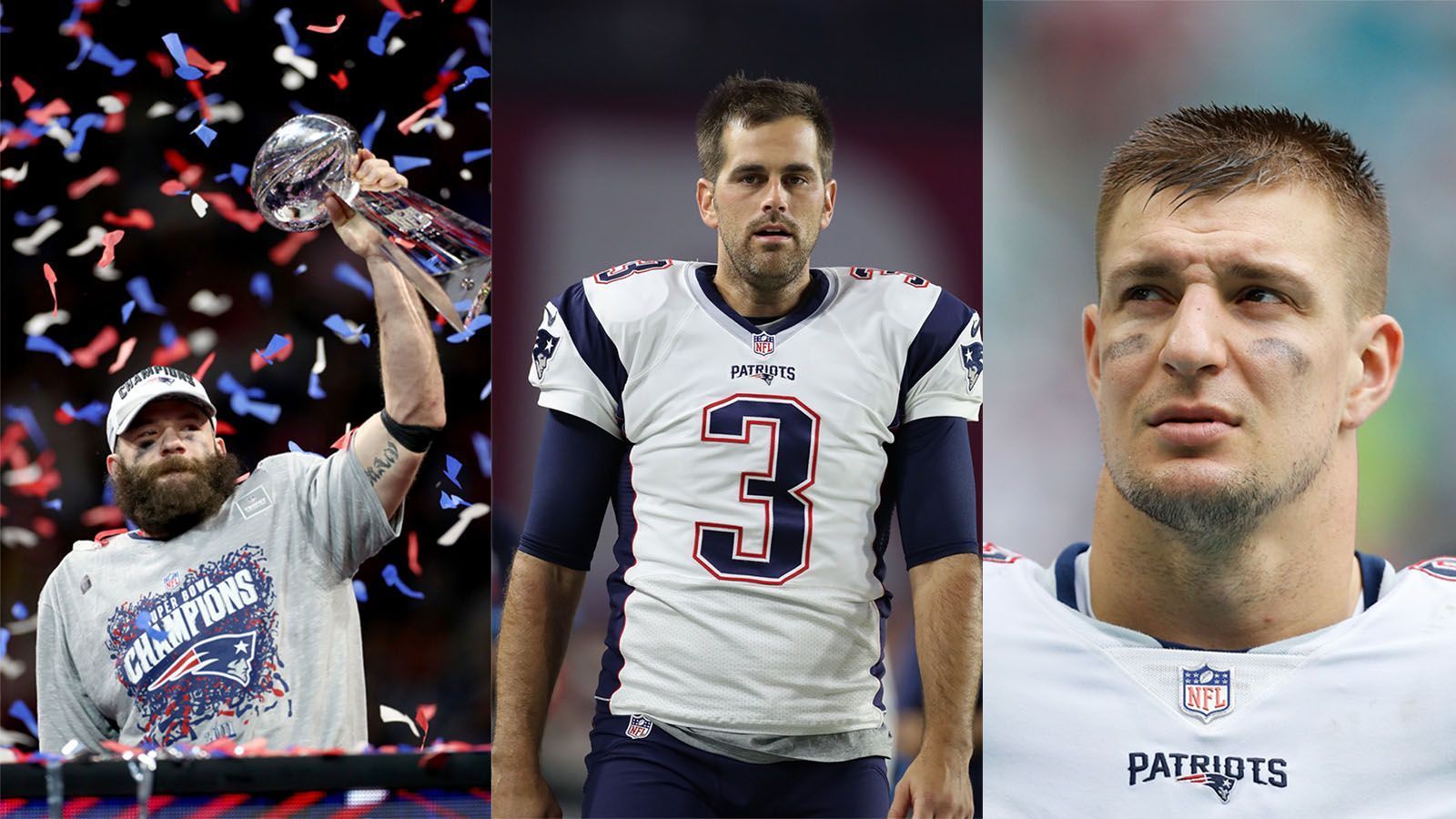 
                <strong>Drei Titel: Edelmann, Gostkowski, Gronkowski</strong><br>
                Mit weitem Abstand thronen Belichick und Brady also an der Spitze, es folgen mit drei Titeln: Julian Edelmann (#11 Wide Receiver), Stephen Gostkowski (#3 Kicker), Rob Gronkowski (#87 Tight End) ...
              