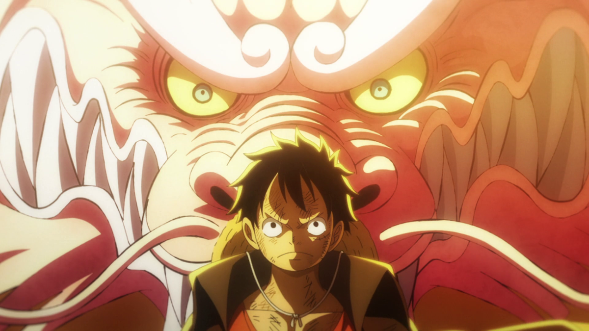 One Piece Folge 1051 - Luffy und Momonosuke (als Drache)