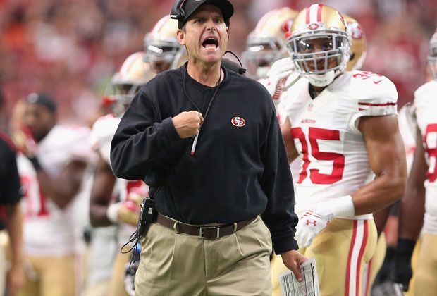 
                <strong>Arizona Cardinals - San Francisco 49ers 23:14</strong><br>
                Auch Jim Harbaugh schreit - aber nicht vor Freude. Der Jürgen Klopp der NFL wütet wie eh und je an der Seitenlinie.
              