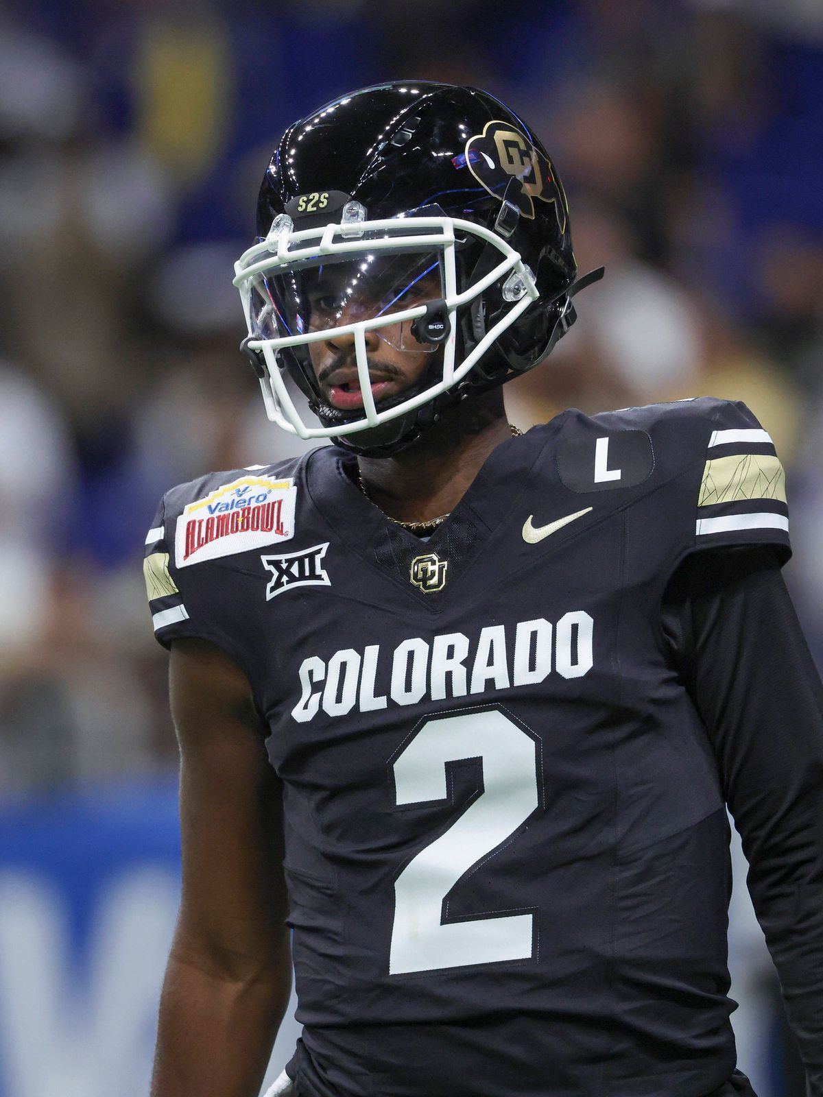 NCAA, College League, USA Football: Alamo Bowl-Brigham Young at Colorado Dec 28, 2024; San Antonio, TX, USA; Colorado Buffaloes quarterback Shedeur Sanders (2) warms up before the game against the ...