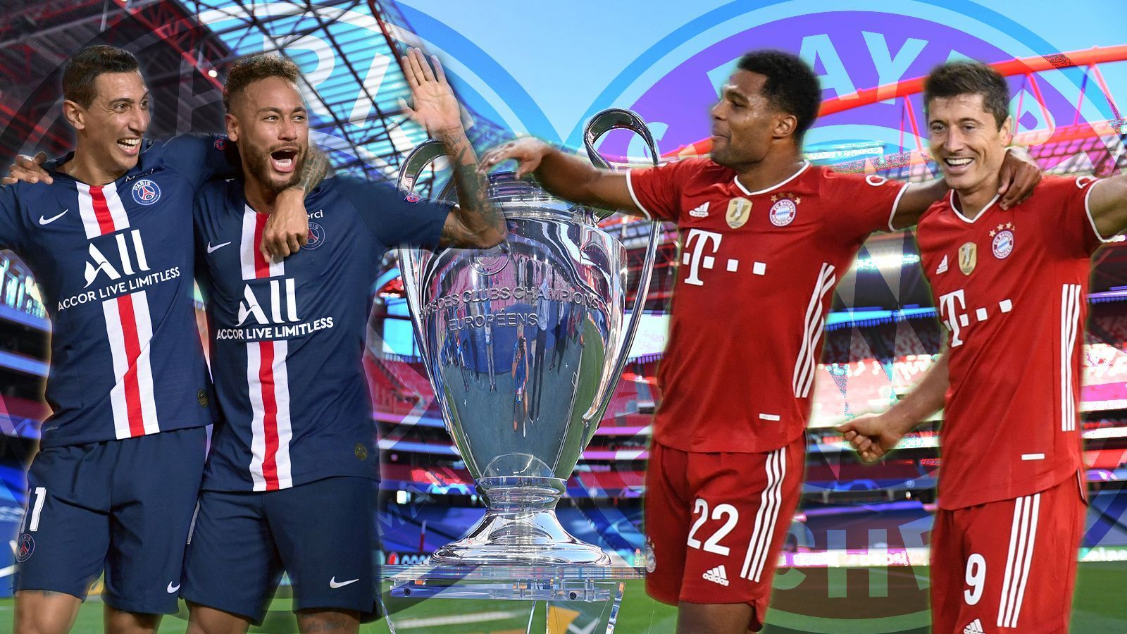 
                <strong>Die Stars von Bayern und PSG im Positionsvergleich</strong><br>
                Vor dem Champions-League-Finale zwischen dem FC Bayern und Paris Saint-Germain (am Sonntag ab 21 Uhr im Liveticker) gibt es einige interessante Personalien zu betrachten. Ob es die beiden Halbfinal-Helden Serge Gnabry und Angel di Maria sind oder die Sturm-Stars Robert Lewandowski und Neymar. Auf nahezu jedem Teil des Platzes kommt es zu Duellen zwischen den besten Spielern der Welt. ran.de macht den Head-to-Head-Vergleich auf jeder Position. 
              