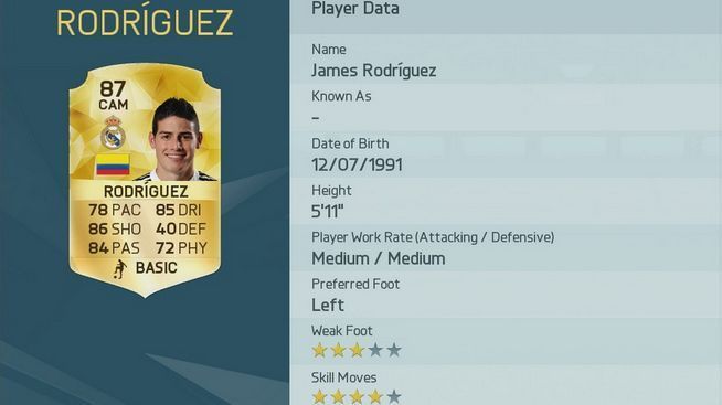 
                <strong>James Rodriguez</strong><br>
                Spielerwert: 87 (+1) - James Rodriguez. Vorheriger Gesamtwert: 86.
              
