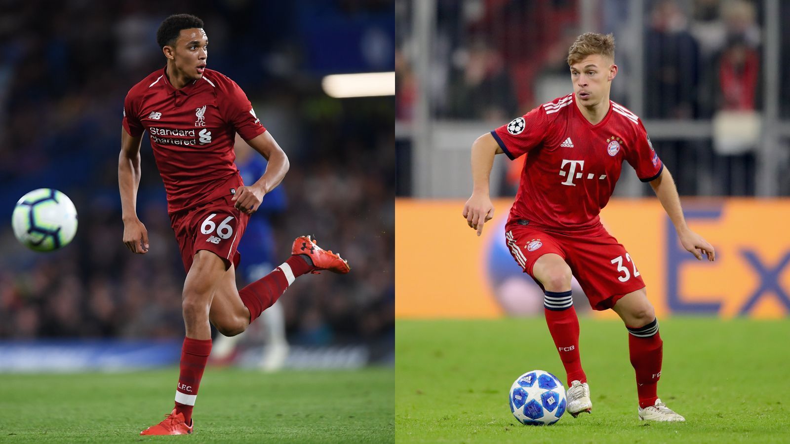 
                <strong>Rechtsverteidiger: Trent Alexander-Arnold vs. Joshua Kimmich</strong><br>
                Ob defensives Mittelfeld oder Rechtsverteidiger - Kimmich ist vielseitig einsetzbar. Gegen Liverpool wird er aber wohl in der Viererkette auflaufen. Seine Stärken: offensive Impulse und starke Vorlagen. Seine Schwächen: vernachlässigt manchmal defensive Aufgaben. Das könnte sich gerade gegen den Mega-Sturm von Liverpool rächen. Alexander-Arnold ist mit seinen 20 Jahren eines der größten Außenverteidiger-Talente der Welt. Defensiv stärker einzuschätzen als sein Pendant beim FC Bayern. Dafür verfügter er aber über deutlich weniger Erfahrung und ist kein so guter Vorlagengeber. Der Punkt geht daher knapp an die Bayern. Zwischenstand: 1:1    
              