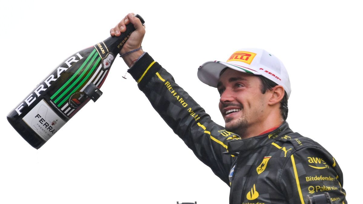 1st September 2024; Autodromo Nazionale Monza, Monza, Italy; Formula 1 Italian Grand Prix 2024; Race Day; Charles Leclerc of Monaco Scuderia Ferrari HP F1 Team celebrates his race win PUBLICATIONxN...