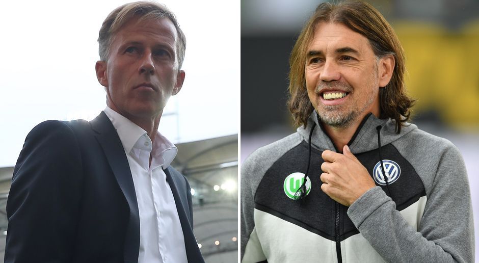 
                <strong>Andries Jonker - Martin Schmidt (VfL Wolfsburg)</strong><br>
                Trainerentlassung: 18. September 2017Trainerverpflichtung: 18. September 2017Die zweifelhafte Ehre des ersten Trainerwechsels der Saison 2017/2018 sicherte sich der VfL Wolfsburg schon nach vier Spieltagen. Vier Punkte hatte der rund ein halbes Jahr zuvor verpflichete Andries Jonker (li.) bis dahin mit den "Wölfen" geholt. Dass der Niederländer die Niedersachsen im Sommer über die Relegation vor dem erstmaligen Abstieg aus der Bundesliga bewahrte, half ihm da wenig. Als Heilsbringer kam der Schweizer Martinn Schmidt, der während der Sommerpause beim 1. FSV Mainz 05 entlassen worden war.
              