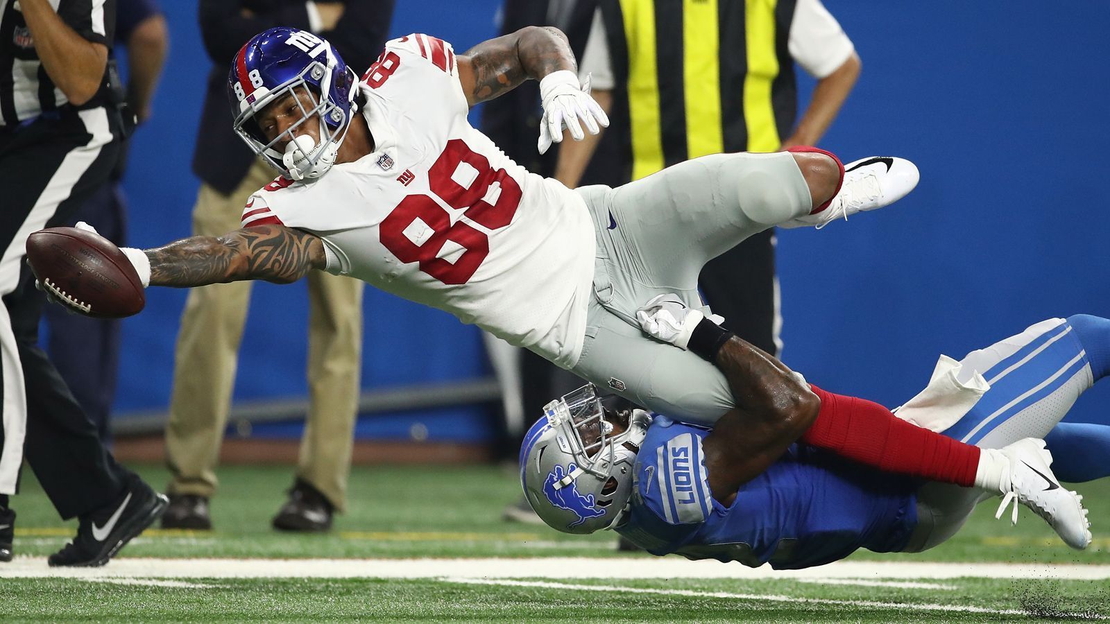 
                <strong>New York Giants mit 12 Siegen und 10 Niederlagen</strong><br>
                2022: 2-12021: 0-32019: 4-02018: 2-22017: 2-22016: 2-2
              