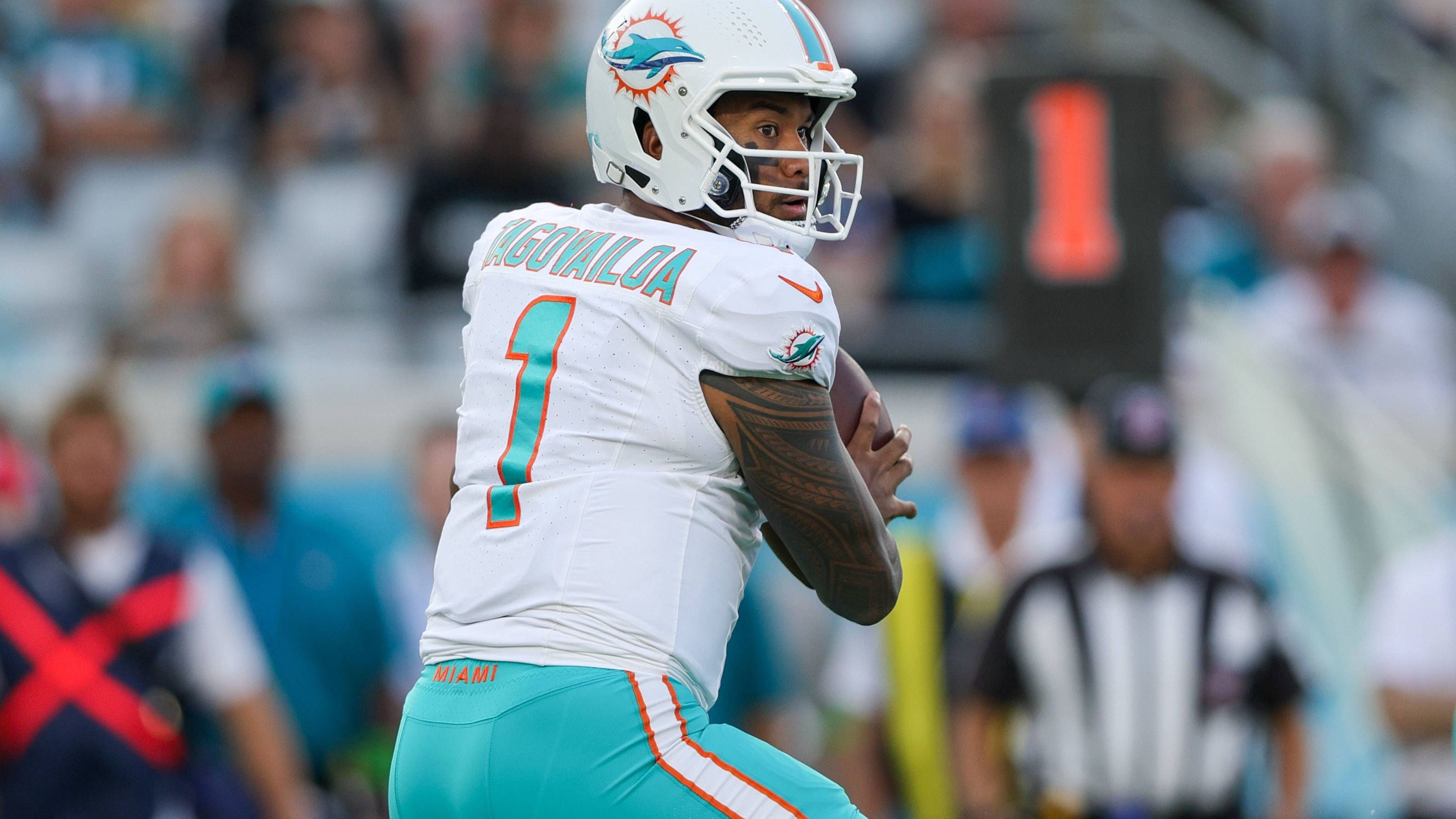 <strong>Platz 10 (geteilt): Miami Dolphins</strong><br>Quote: +2500 (bei einem Einsatz von 100 Dollar gewinnt man 2500 Dollar)