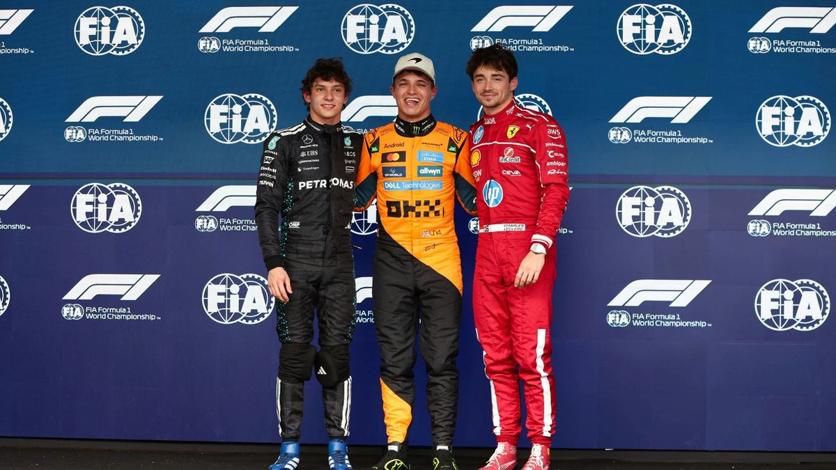 Norris mit Antonelli (l.) und Leclerc (r.)