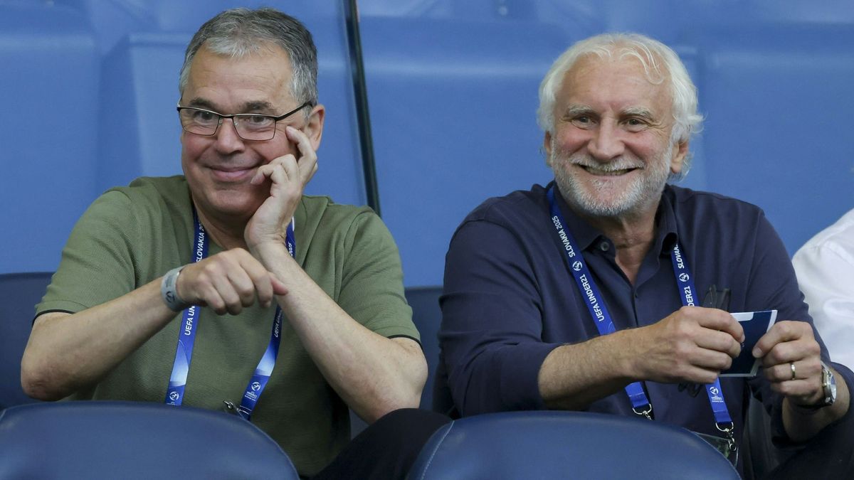 Gut gelaunt dank der U21: Andreas Rettig und Rudi Völler