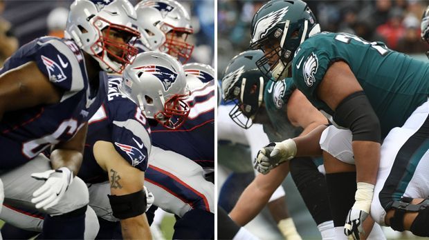 
                <strong>Offensive Line</strong><br>
                35 Sacks ließen die Patriots in der Regular Season zu, 36 die Eagles. In der Postseason sind es drei beziehungsweise zwei. Was die Hits betrifft, muss der Spielmacher der Eagles (107) mehr einstecken als Brady (84). In den Playoffs sind es neun Hits bei den Eagles, elf bei den Patriots. Fazit: Die Zahlen sprechen leicht für die Pats, aber gegen die Vikings legte die O-Line der Eagles einen ganz starken Auftritt hin, ist in Form. "Auch wenn der Ausfall von Jason Peters weht tut, sind die Eagles hier stärker", glaubt Coach Esume. Punkt für die Eagles. 2,5:1,5.
              