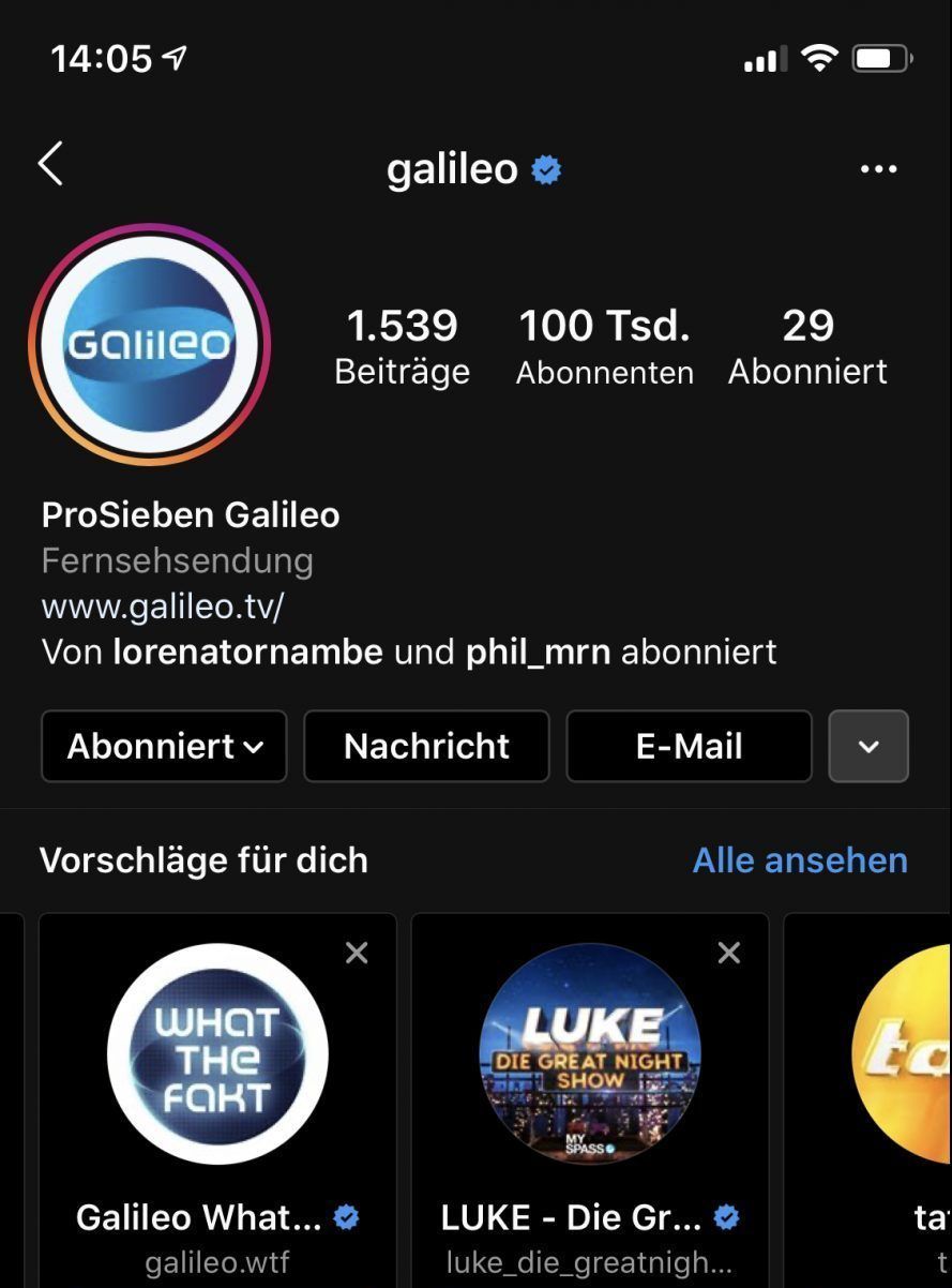 Auch Instagram kann schon längere Zeit dunkel. 