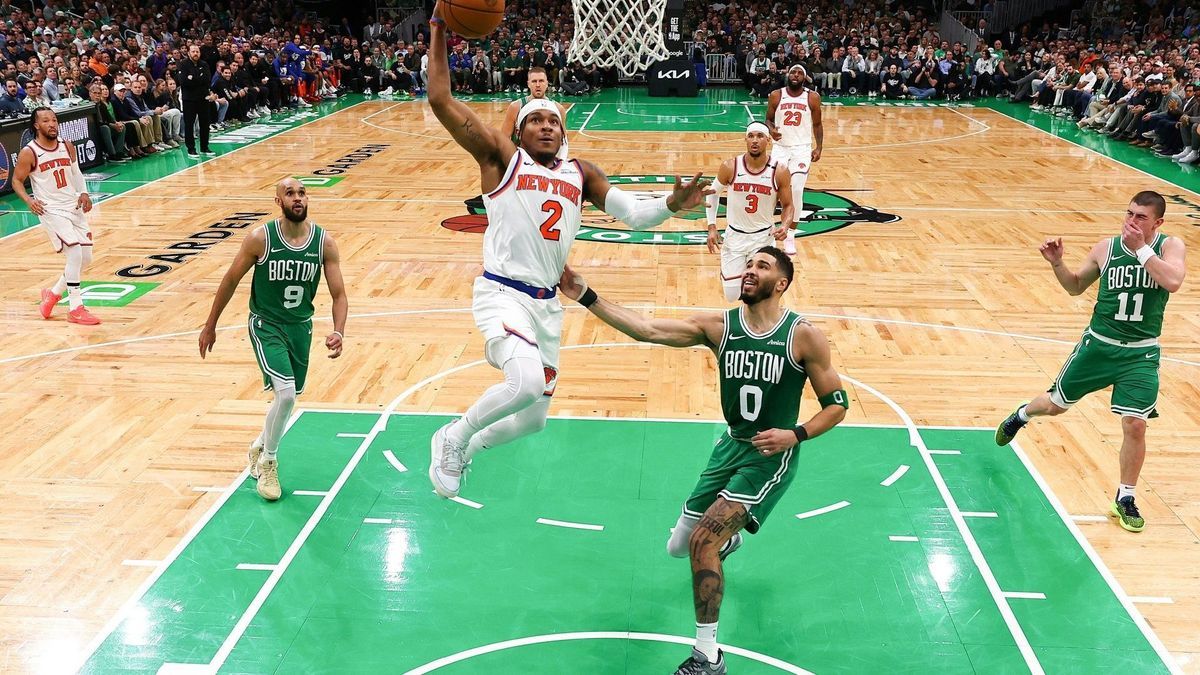 Tatum (Mitte) und die Celtics stehen unter Druck